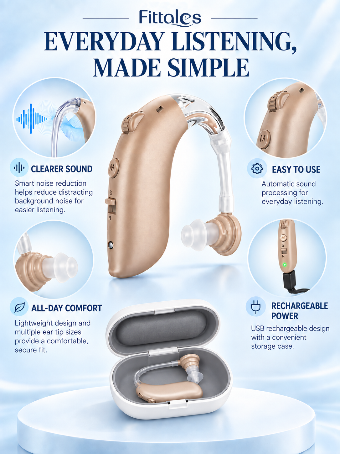 Fittales Rechargeable Behind-the-Ear Hearing Aids